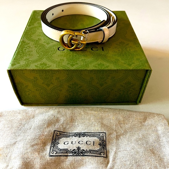 Gucci Accessories - GUCCI Leather Belt w/Double G Buckle Thin Size 100